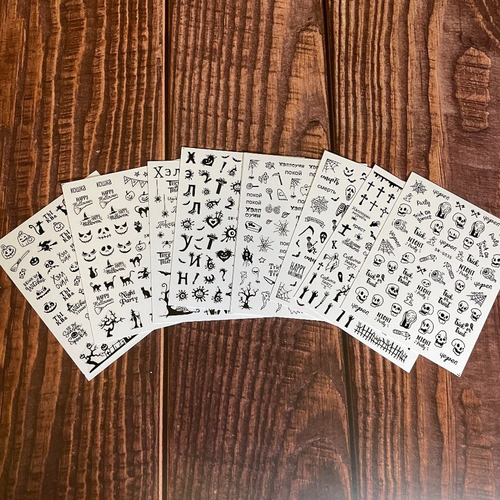 Halloween Goth Spooky Nail Stickers 8 Full Sheets (SKU:11MI)